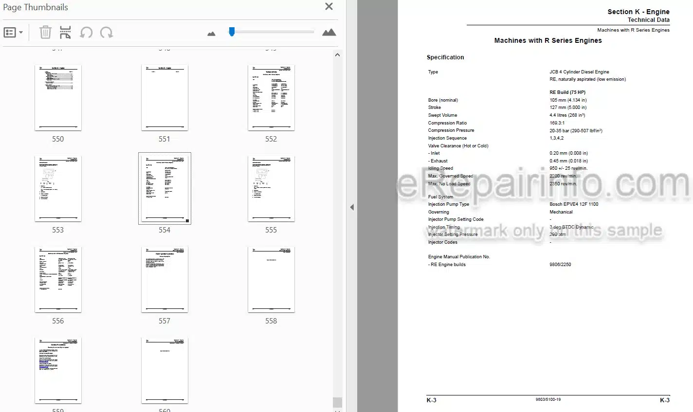 Photo 4 - JCB 926 930 940 950 Service Manual Rough Terrain Forklift Truck 9803-5100