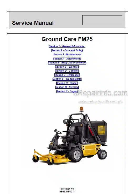 Photo 4 - JCB FM25 Ground Care Service Manual Mower 9803-9840