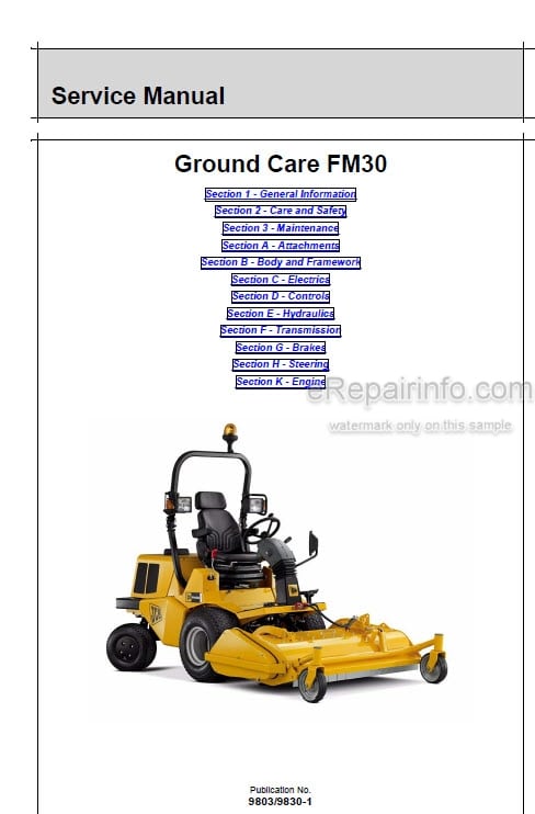 Photo 5 - JCB FM30 Ground Care Service Manual Mower 9803-9830
