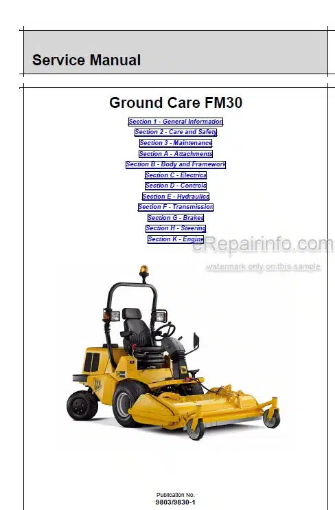 Photo 5 - JCB FM30 Ground Care Service Manual Mower 9803-9830