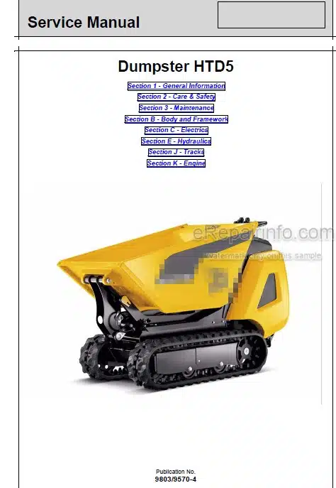 Photo 5 - JCB HTD5 Dumpster Service Manual Dumper 9803-9570