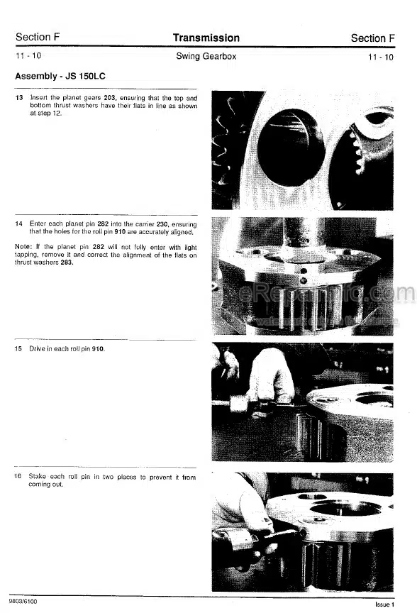 Photo 7 - JCB JS110 JS130 JS150LC Service Manual Excavator 9803-6100
