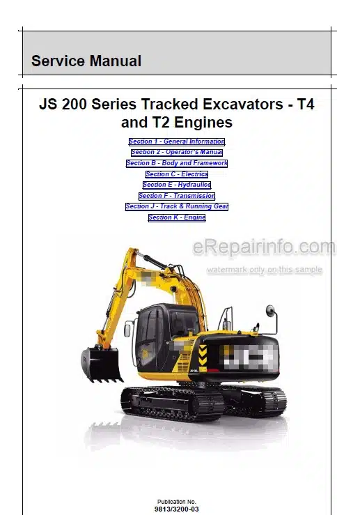 Photo 4 - JCB JS115 JS130 JS145 JS160 JS180 JS190 JS200 JS210 JS220 JS235 T4 T2 Service And Operators Manual Excavator 9813-3200