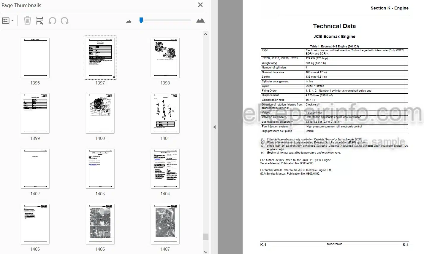 Photo 3 - JCB JS115 JS130 JS145 JS160 JS180 JS190 JS200 JS210 JS220 JS235 T4 T2 Service And Operators Manual Excavator 9813-3200