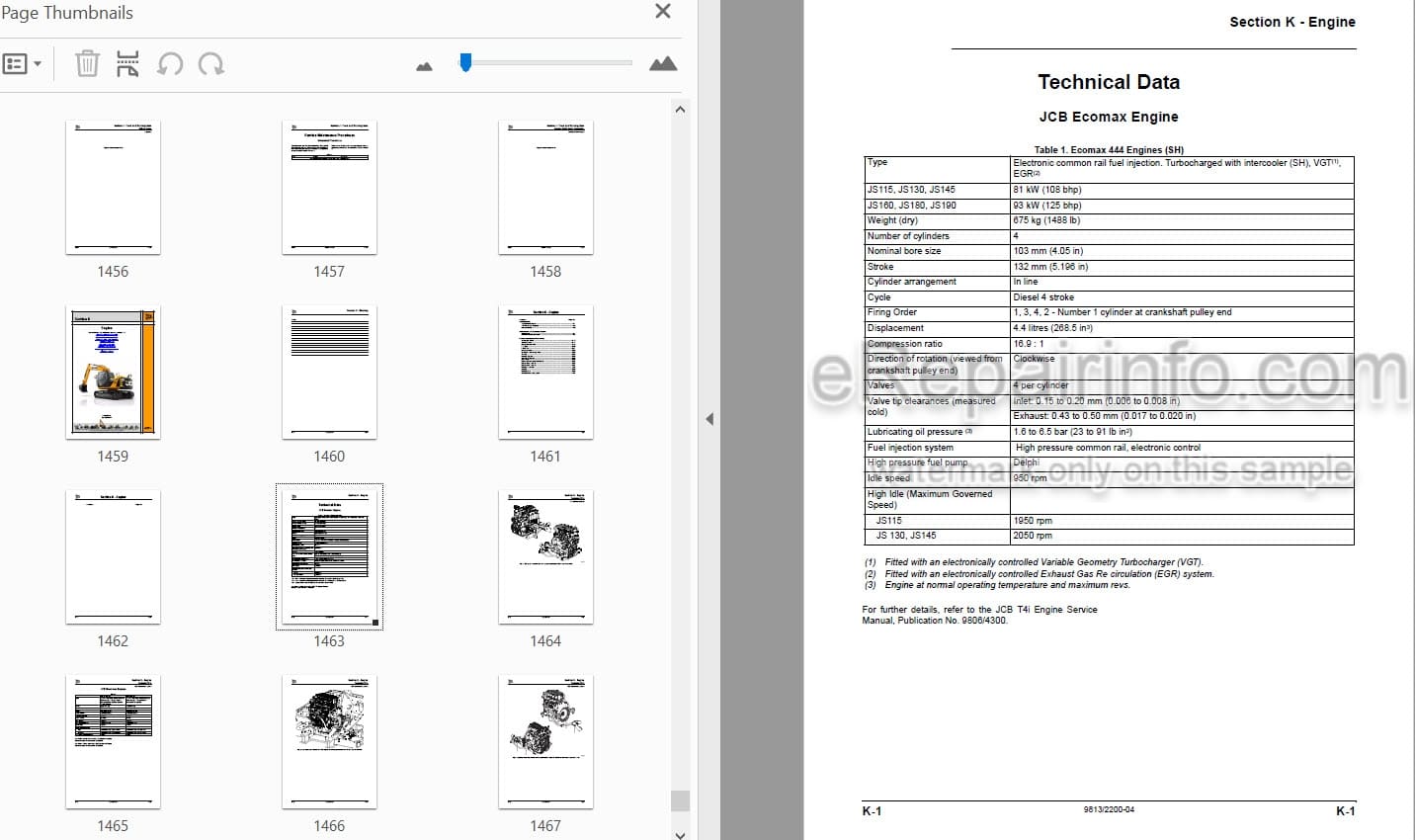 Photo 4 - JCB JS115 JS130 JS145 JS160 JS180 JS190 JS200 JS210 JS220 JS235 JS330 JS360 Tier 4I Service And Operators Manual Excavator 9813-2200