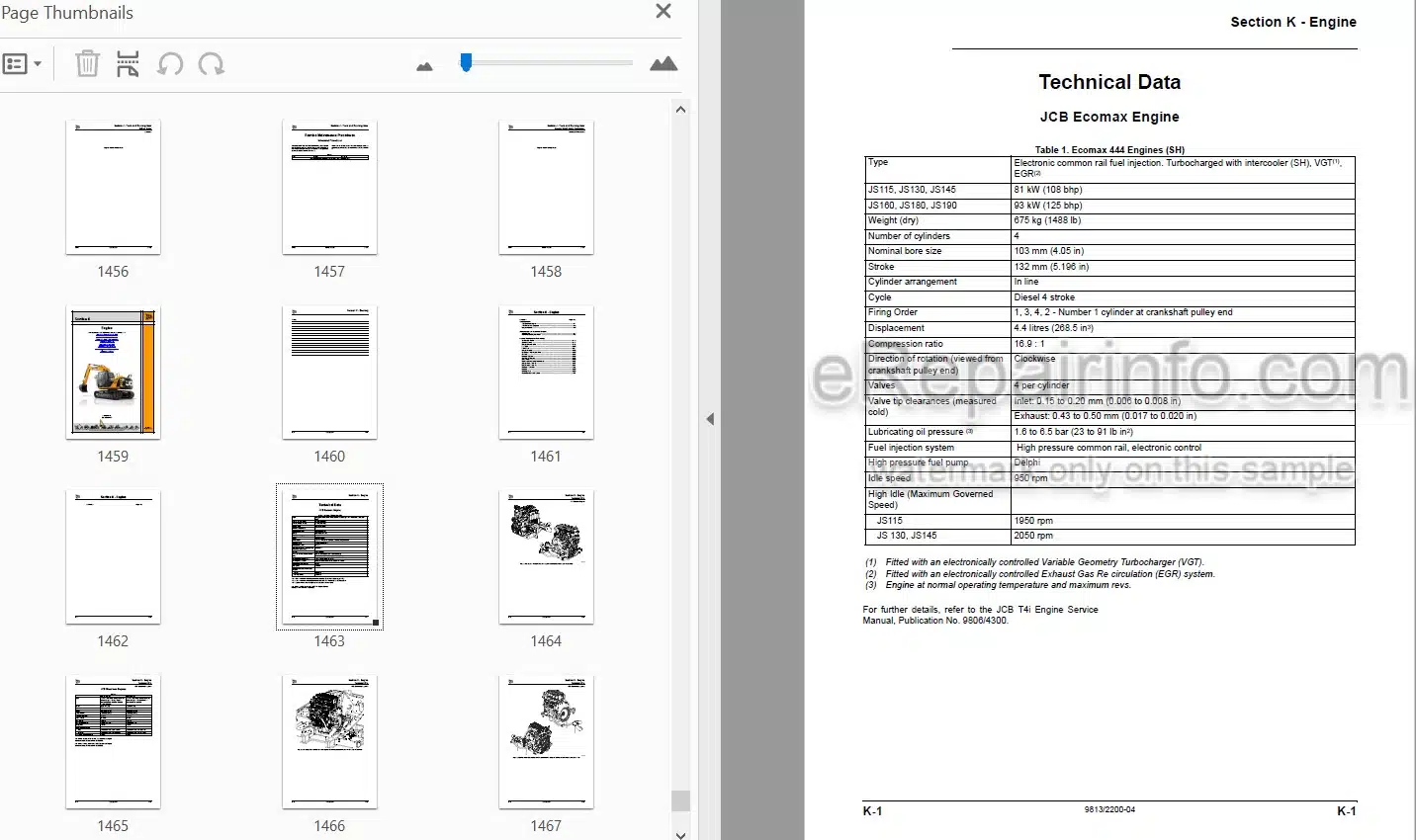 Photo 4 - JCB JS115 JS130 JS145 JS160 JS180 JS190 JS200 JS210 JS220 JS235 JS330 JS360 Tier 4I Service And Operators Manual Excavator 9813-2200
