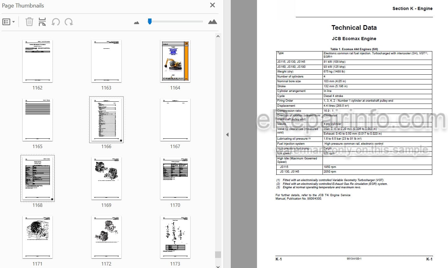 Photo 4 - JCB JS130 Service And Operators Manual Excavator 9813-4100