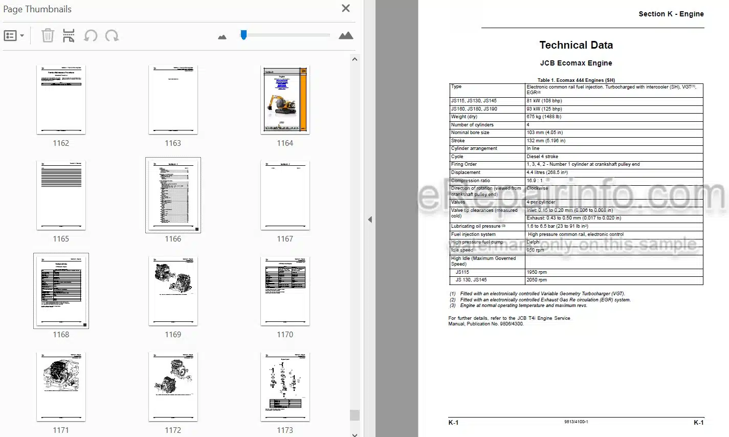 Photo 4 - JCB JS130 Service And Operators Manual Excavator 9813-4100