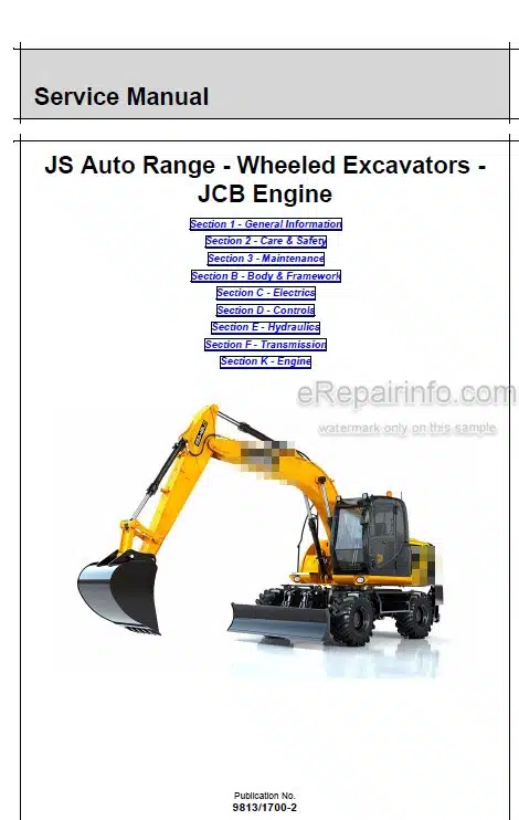 Photo 5 - JCB JS145W JS160W Service Manual Wheel Excavator 9813-1700