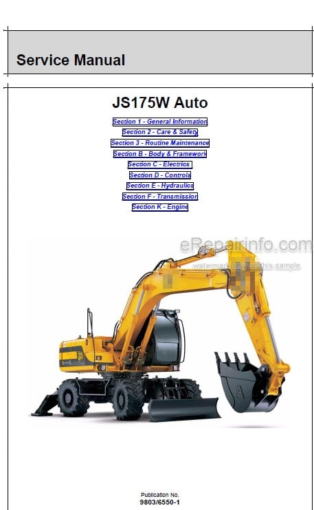 Photo 5 - JCB JS175W Auto Service Manual Wheel Excavator 9803-6550
