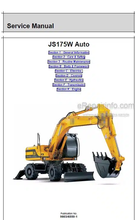 Photo 5 - JCB JS175W Auto Service Manual Wheel Excavator 9803-6550