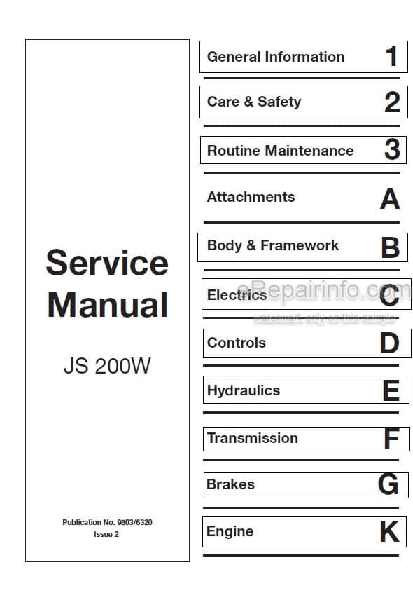 Photo 5 - JCB JS200W Service Manual Wheel Excavator 9803-6320
