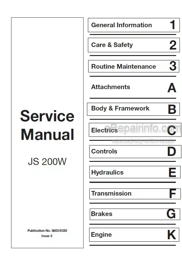 Photo 5 - JCB JS200W Service Manual Wheel Excavator 9803-6320