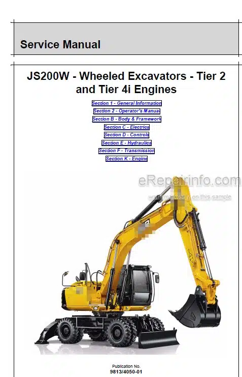 Photo 4 - JCB JS200W Tier 2 Tier 4I Service And Operators Manual Wheel Excavator 9813-4050