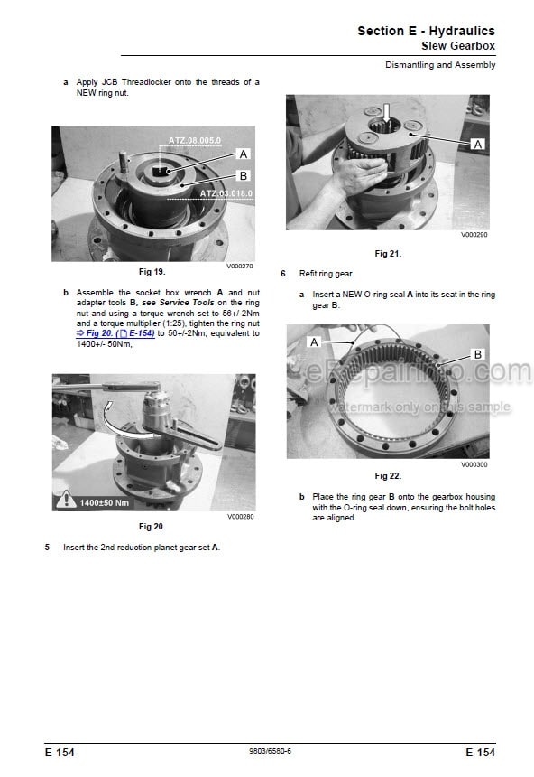 Photo 5 - JCB JS200 JS220 JS235 JS240 JS260 Tier III Auto Service Manual Excavator 9803-6580