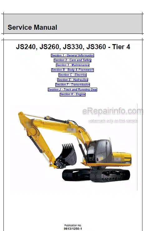 Photo 5 - JCB JS240 JS260 JS330 JS360 Tier 4 Service Manual Excavator 9813-1250