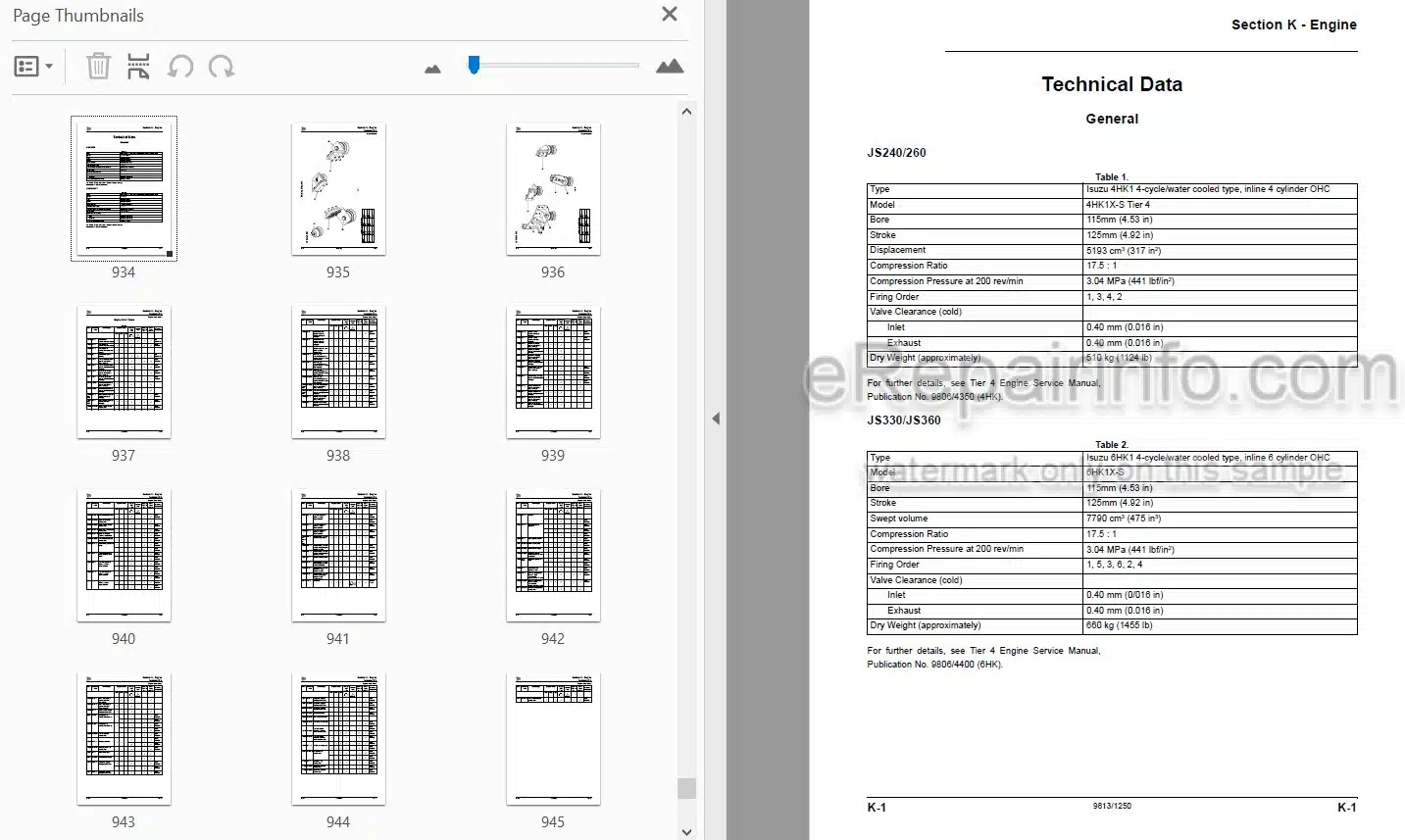 Photo 4 - JCB JS240 JS260 JS330 JS360 Tier 4 Service Manual Excavator 9813-1250