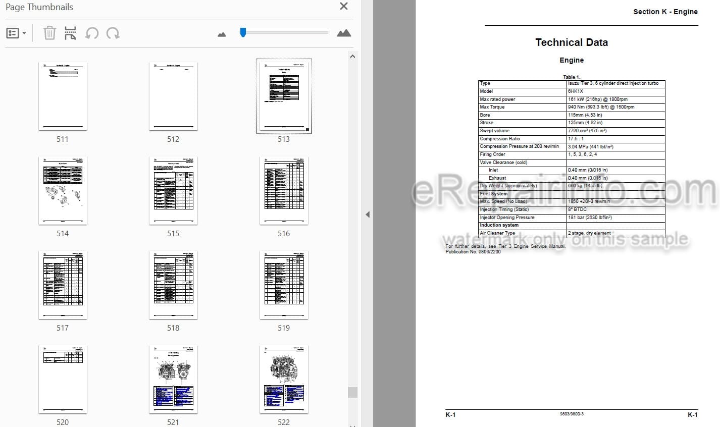 Photo 3 - JCB JS290 Tier III Auto Service Manual Excavator 9803-9800