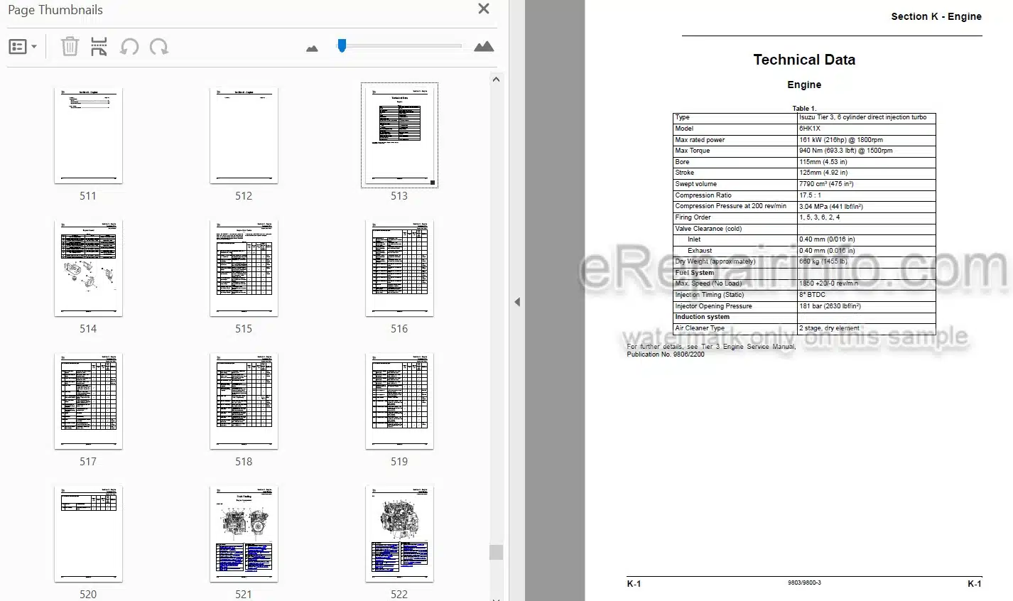 Photo 3 - JCB JS290 Tier III Auto Service Manual Excavator 9803-9800