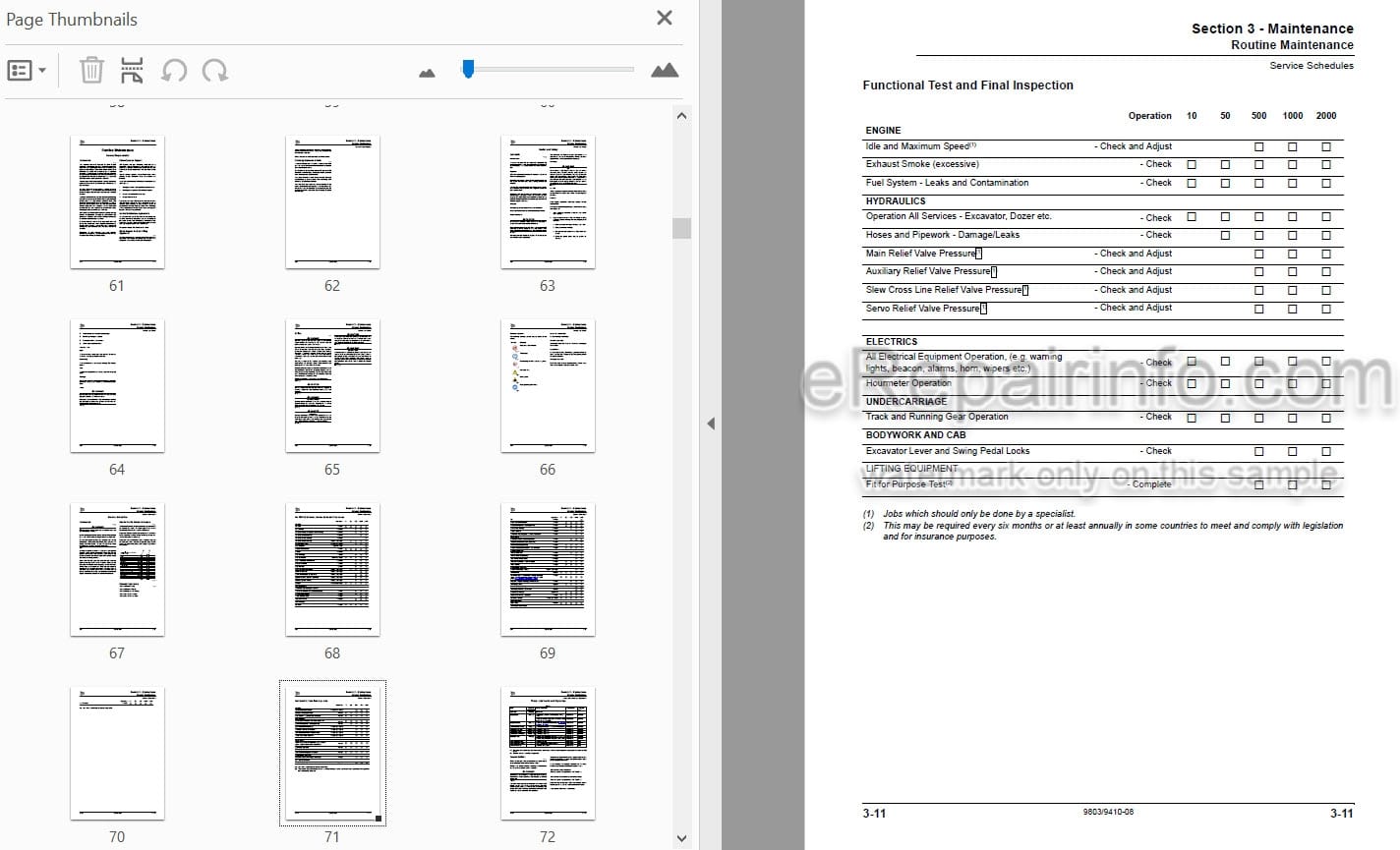Photo 3 - JCB JS30 8025ZTS 8026CTS 8029CTS 8030ZTS 8035ZTS Service Manual Compact Excavator 9803-9410
