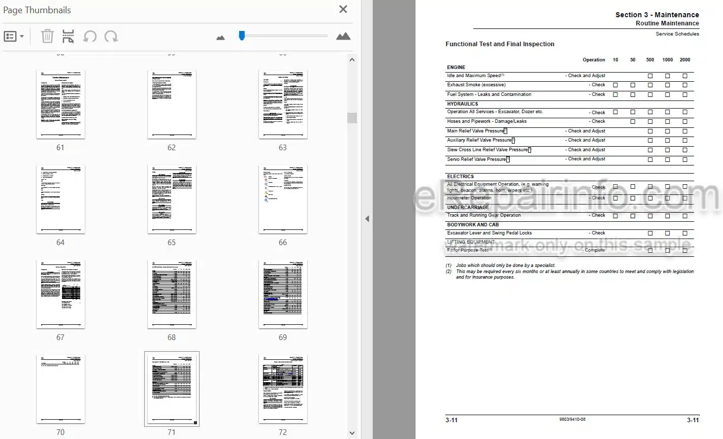 Photo 3 - JCB JS30 8025ZTS 8026CTS 8029CTS 8030ZTS 8035ZTS Service Manual Compact Excavator 9803-9410