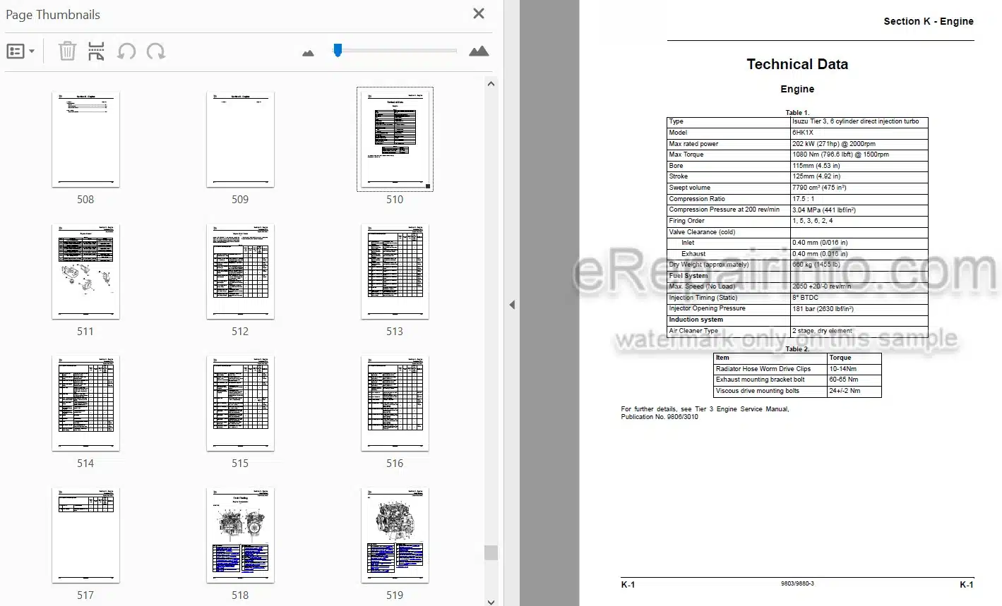 Photo 4 - JCB JS360 Tier III Auto Service Manual Excavator 9803-9880