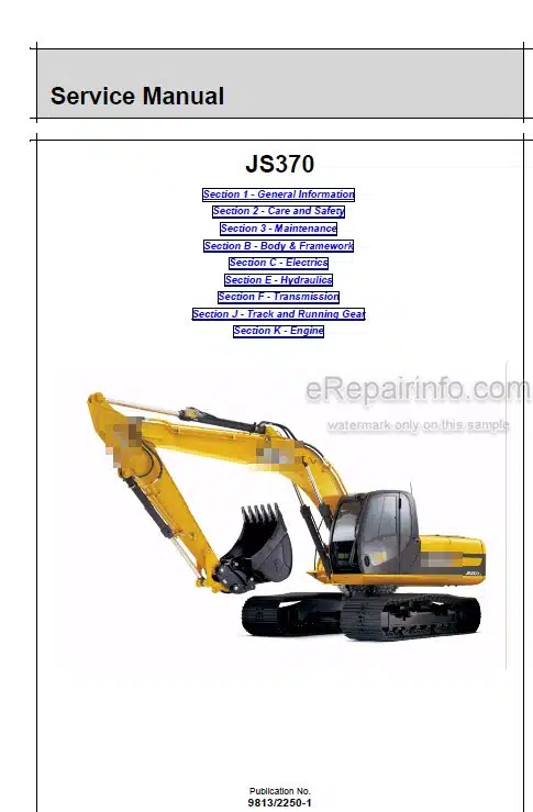 Photo 4 - JCB JS370 Service Manual Excavator 9813-2250