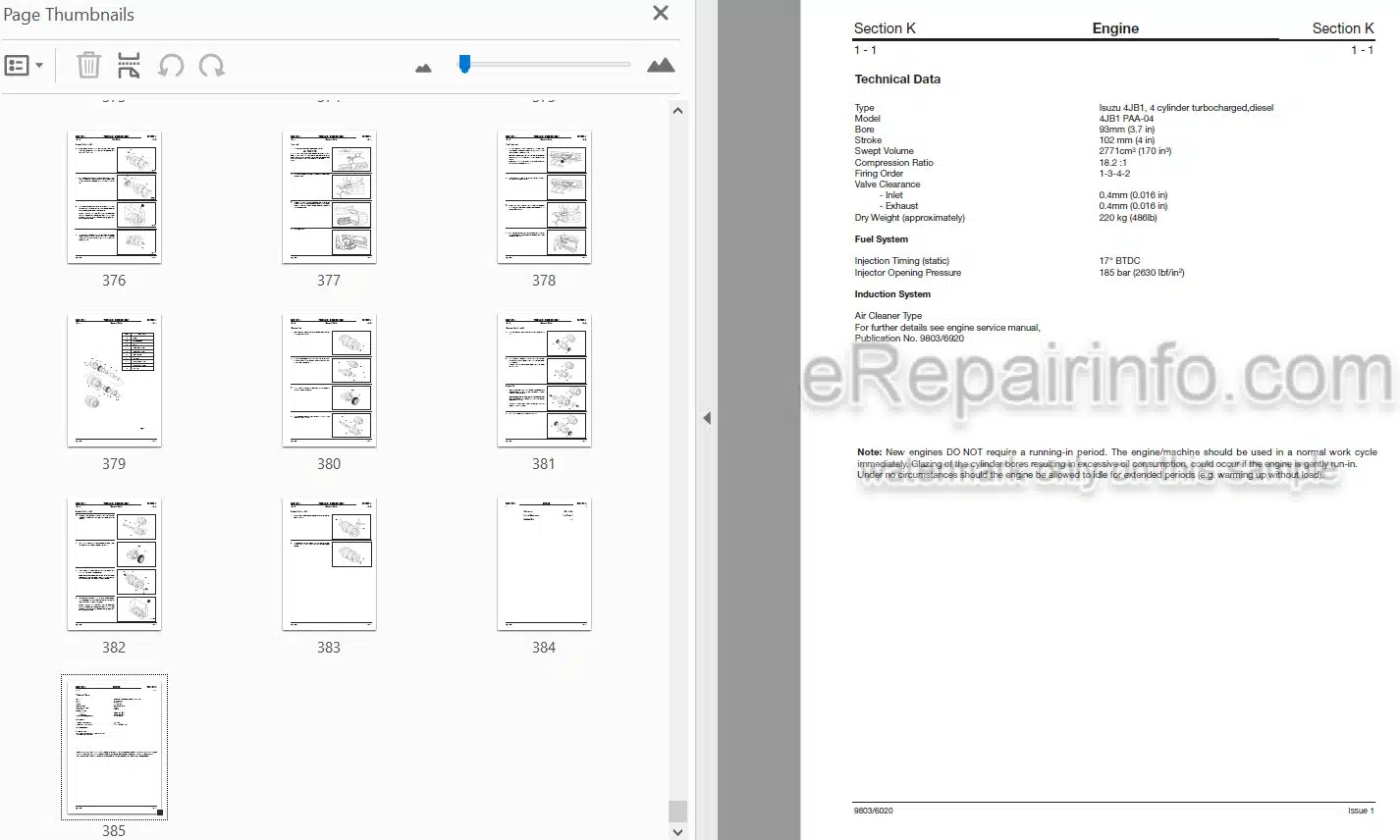 Photo 4 - JCB JS70 Service Manual Excavator 9803-6020