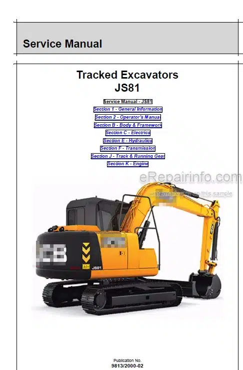 Photo 5 - JCB JS81 Service And Operators Manual Excavator 9813-2000