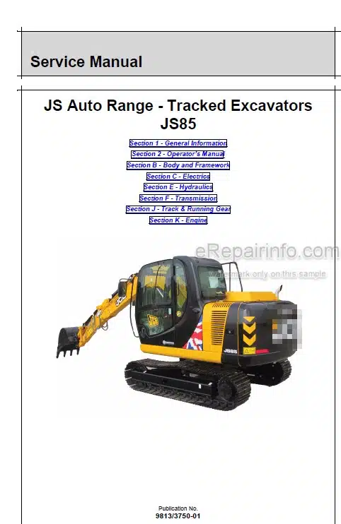 Photo 5 - JCB JS85 Auto Range Service And Operators Manual Excavator 9813-3750