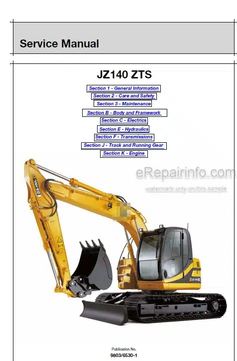 Photo 5 - JCB JZ140ZTS Service Manual Excavator 9803-6530