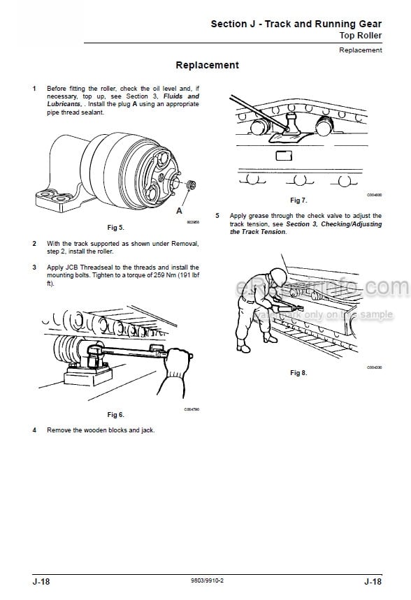 Photo 3 - JCB JZ140 Service Manual Excavator 9803-9910