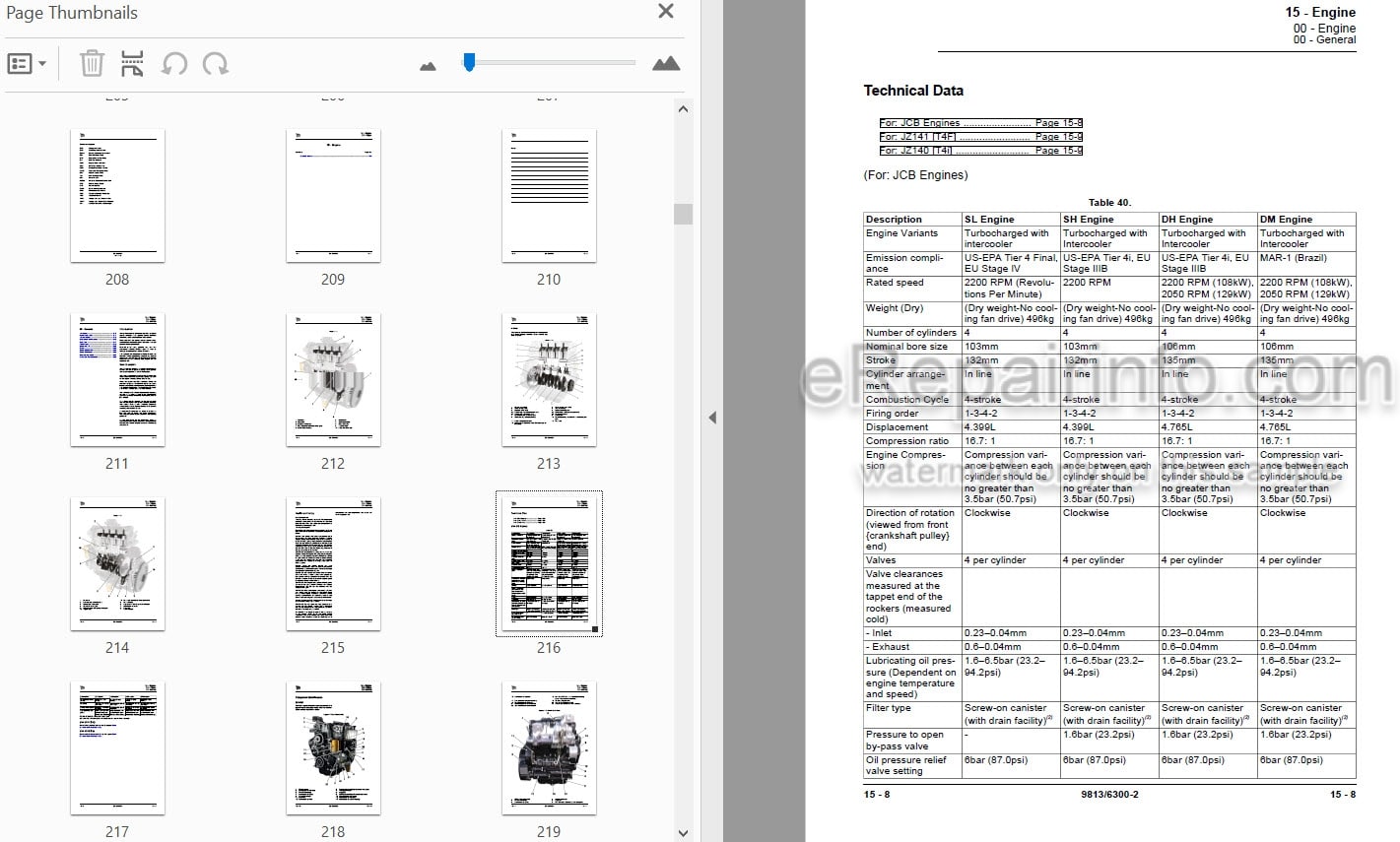 Photo 4 - JCB JZ140 T4I JZ141 T4F Service Manual Excavator 9813-6300