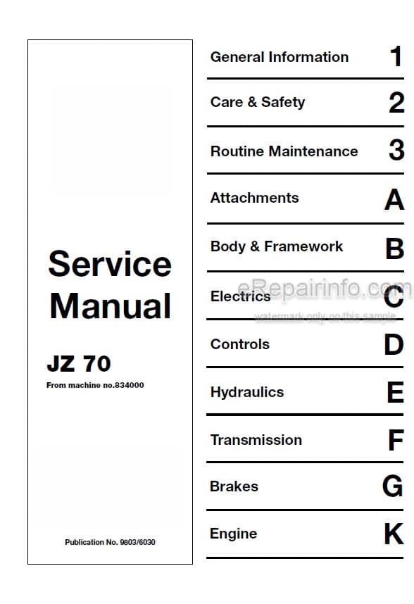 Photo 5 - JCB JZ70 Service Manual Excavator 9803-6030