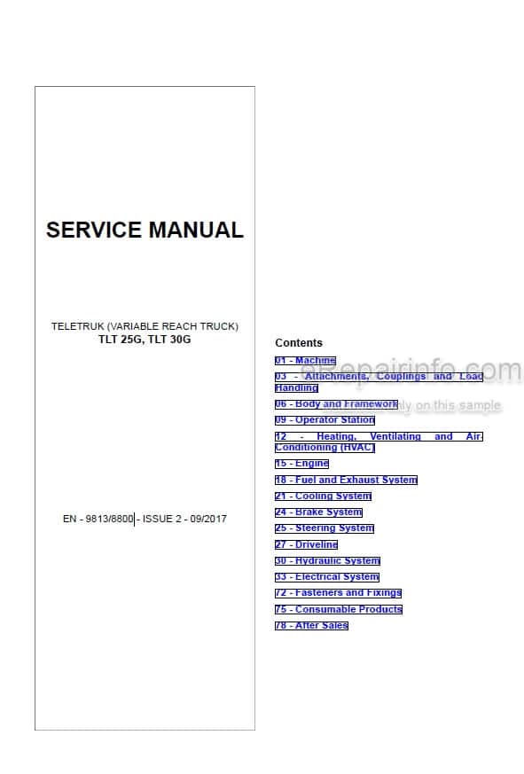 Photo 4 - JCB TLT25G TLT30G Teletruk Service Manual Telescopic Handler 9813-8800