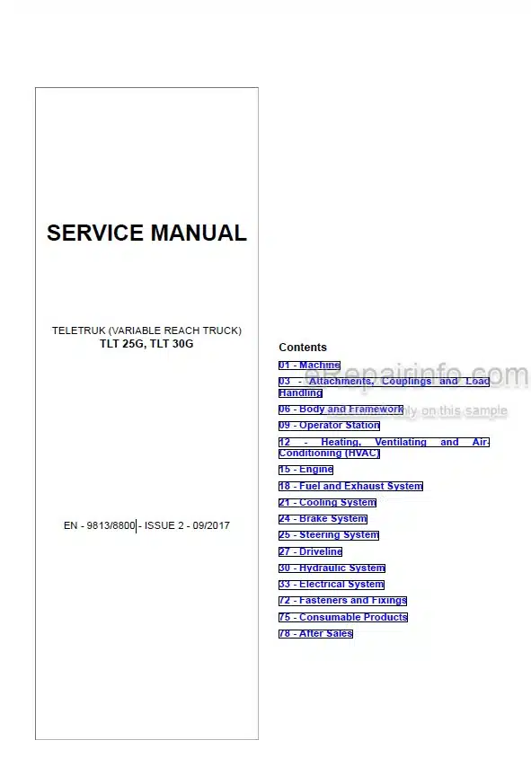Photo 4 - JCB TLT25G TLT30G Teletruk Service Manual Telescopic Handler 9813-8800