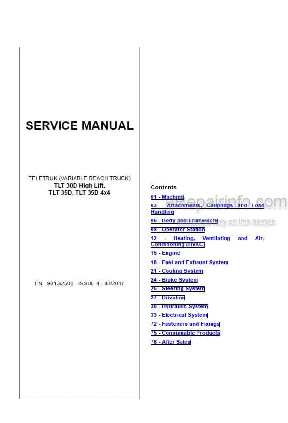 Photo 4 - JCB TLT30D High Lift TLT35D TLT35D 4X4 Teletruck Service Manual Telescopic Handler 9813-2500