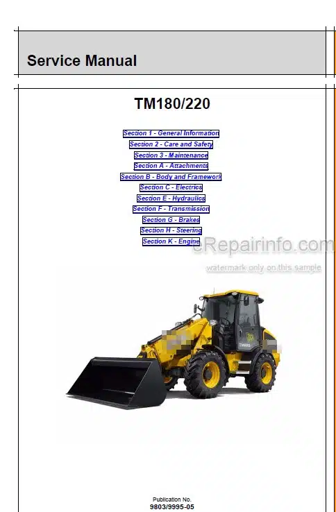 Photo 5 - JCB TM180 TM220 Service Manual Wheel Loader 9803-9995