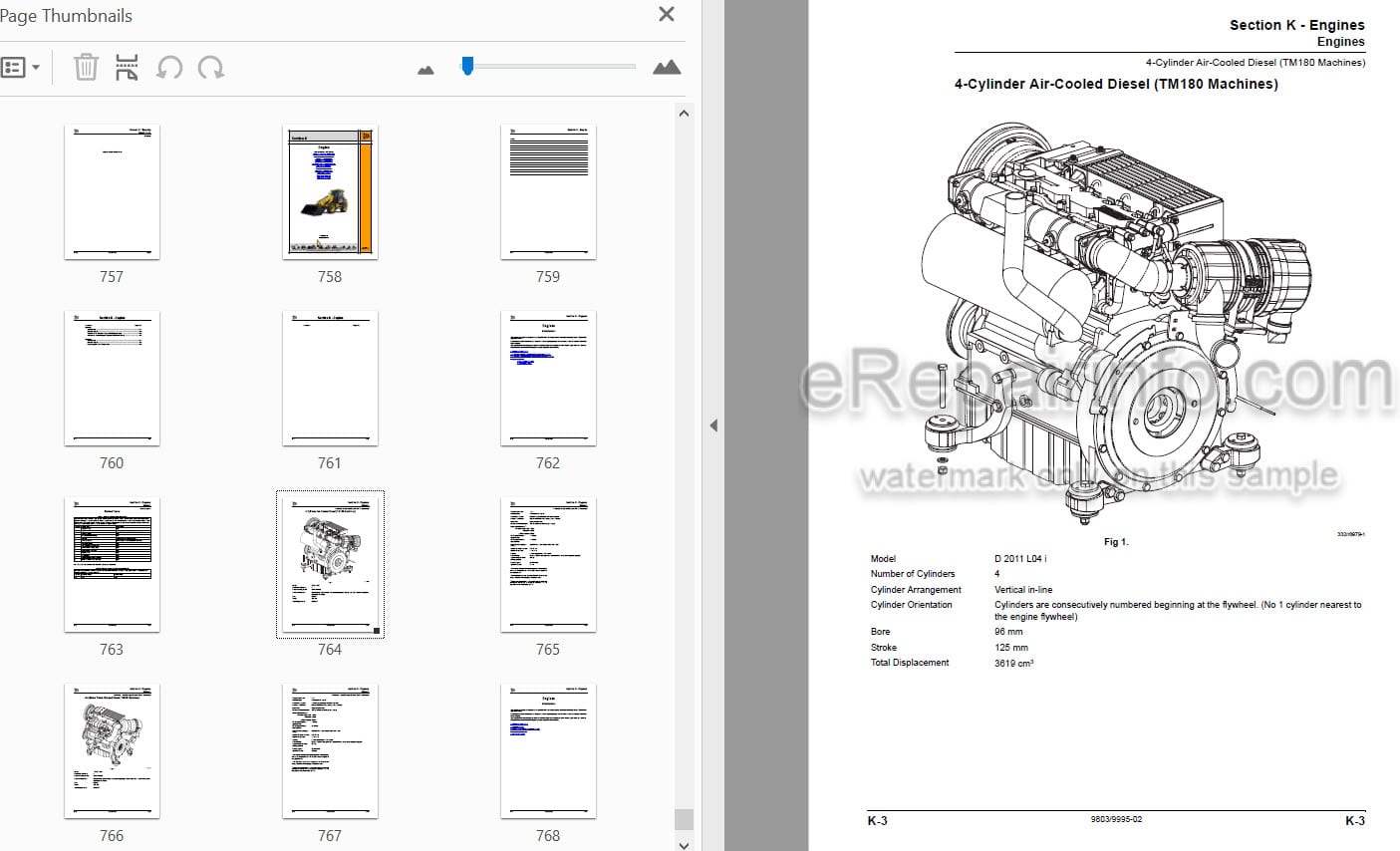 Photo 4 - JCB TM180 TM220 Service Manual Wheel Loader 9803-9995