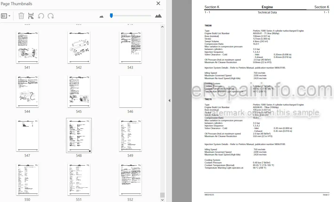 Photo 4 - JCB TM200 TM270 TM300 Service Manual Telescopic Wheel Loader 9803-4225