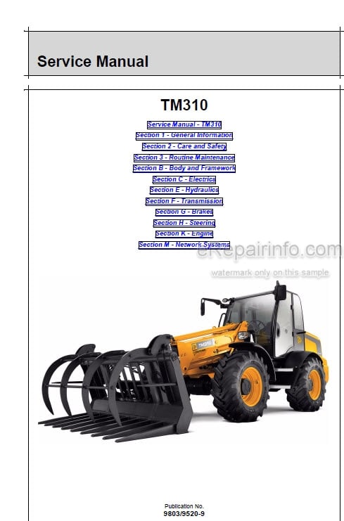 Photo 5 - JCB TM310 TM310S TM310WM TM320 Service Manual Telescopic Wheel Loader 9803-9520
