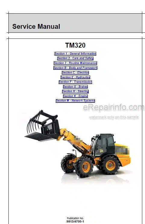 Photo 4 - JCB TM320 Service Manual Telescopic Wheel Loader 9813-4700