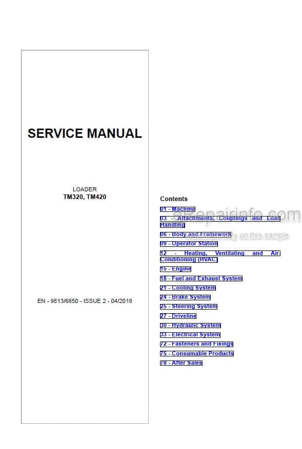 Photo 5 - JCB TM320 TM420 Service Manual Wheel Loader 9813-6850