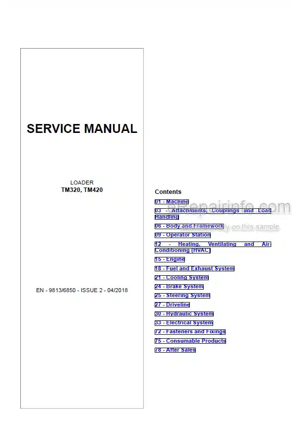Photo 5 - JCB TM320 TM420 Service Manual Wheel Loader 9813-6850