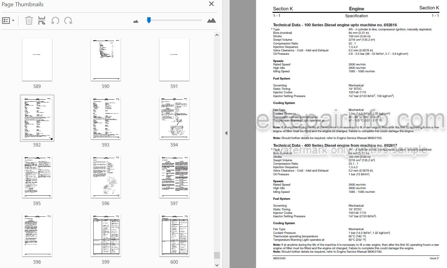 Photo 3 - JCB Teletruk Service Manual Telescopic Handler 9803-3400