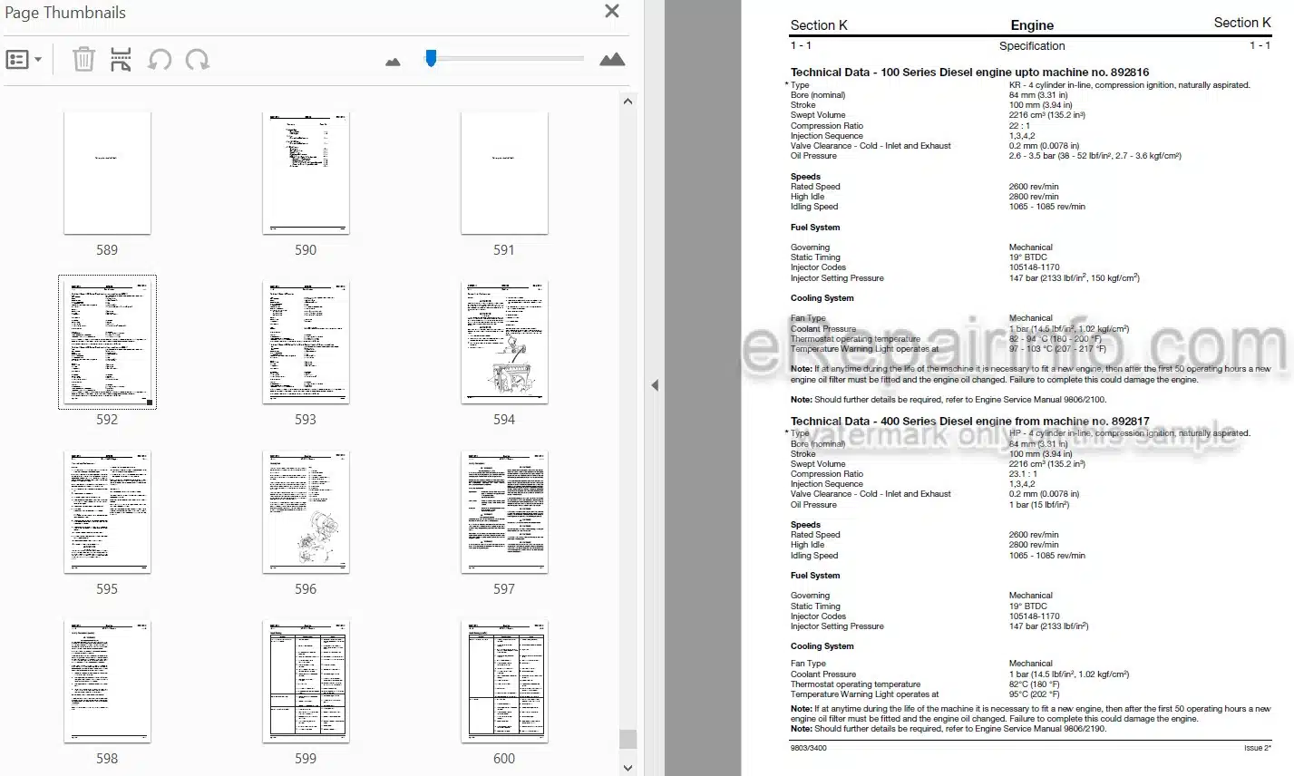 Photo 3 - JCB Teletruk Service Manual Telescopic Handler 9803-3400