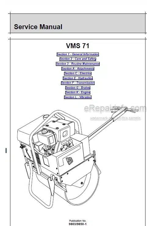 Photo 5 - JCB VMS71 VMS71-20 VMS71-30 Service Manual Vibratory Roller 9803-9850
