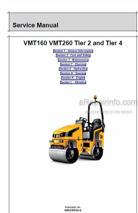 Photo 4 - JCB VMT160-90 VMT260-100 VMT260-120 Tier 2 4 Service Manual Roller 9803-9530