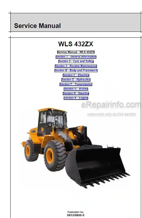Photo 4 - JCB WLS 432ZX Service Manual Wheel Loader 9813-0800