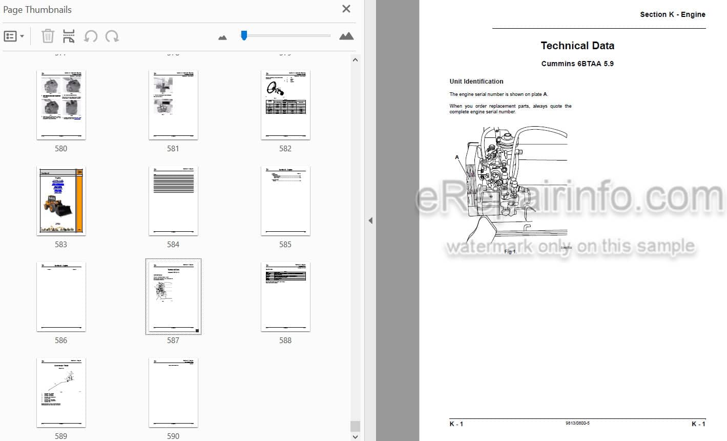 Photo 3 - JCB WLS 432ZX Service Manual Wheel Loader 9813-0800